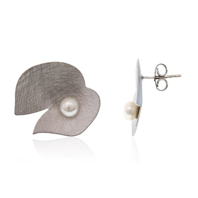 Boucles d'oreilles en argent et Perle de culture d'eau douce (Joias do Paraíso)