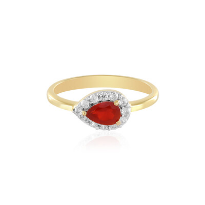 Bague en argent et Opale cerise