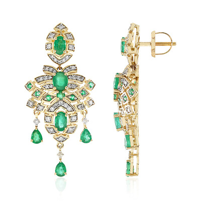 Boucles d'oreilles en or et Emeraude de Zambie AAA (de Melo)