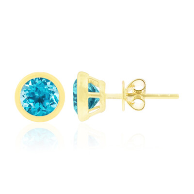 Boucles d'oreilles en or et Topaze bleu Suisse