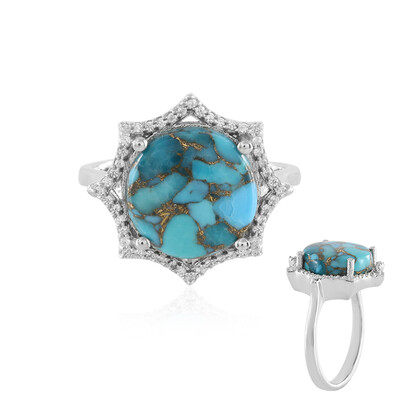 Bague en argent et Turquoise cuivrée bleue (Faszination Türkis)