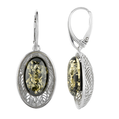 Boucles d'oreilles en argent et Ambre vert de Baltique (dagen)