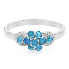 Bague en argent et Apatite bleu néon