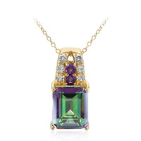 Collier en argent et Quartz mystique vert