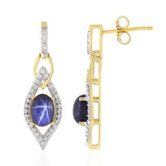 Boucles d'oreilles en argent et Saphir étoilé bleu