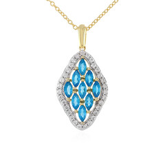 Collier en argent et Apatite bleu néon