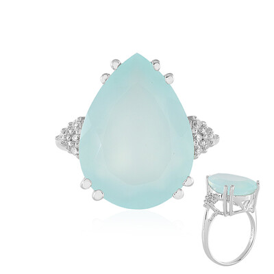 Bague en argent et Calcédoine d'eau