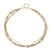 Collier en argent et Perle de culture d'eau douce de couleur pêche (Riya)