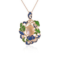 Collier en argent et Pierre de lune pêche (Adela Silber)