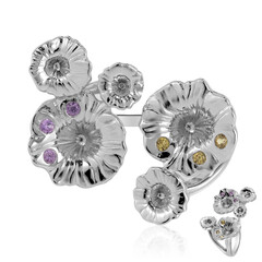 Bague en argent et Saphir parme