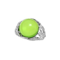 Bague en argent et Ambre verte de Colombie