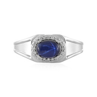 Bague en argent et Saphir étoilé bleu