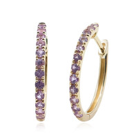 Boucles d'oreilles en or et Saphir pourpre de Ceylan non chauffé