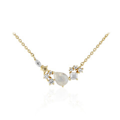 Collier en argent et Pierre de Lune arc-en-ciel