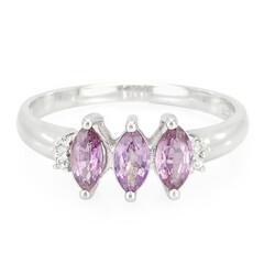 Bague en argent et Saphir pourpre de Ceylan non chauffé