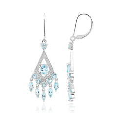 Boucles d'oreilles en argent et Topaze bleu ciel
