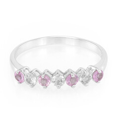 Bague en argent et Saphir rose de Ceylan