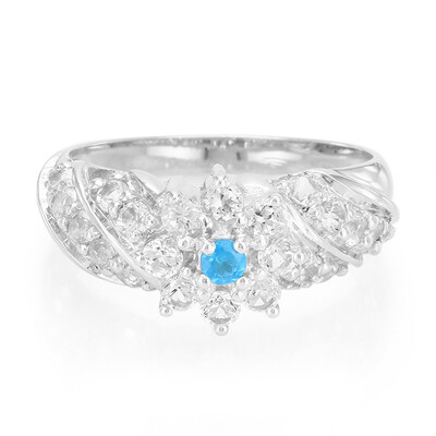 Bague en argent et Apatite bleu néon