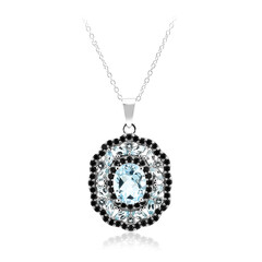 Collier en argent et Topaze bleu ciel