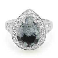 Bague en argent et Obsidienne Flocon-de-Neige