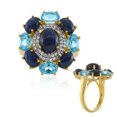 Bague en argent et Saphir étoilé bleu