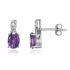 Boucles d'oreilles en argent et Améthyste de Zambie