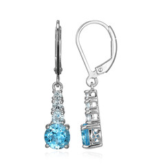 Boucles d'oreilles en argent et Topaze bleu Suisse