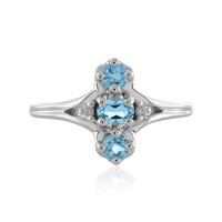 Bague en argent et Topaze bleu Suisse