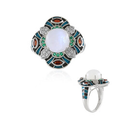 Bague en argent et Pierre de Lune arc-en-ciel (Adela Silber)