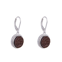 Boucles d'oreilles en argent et Bois fossilisé de Zwenkau