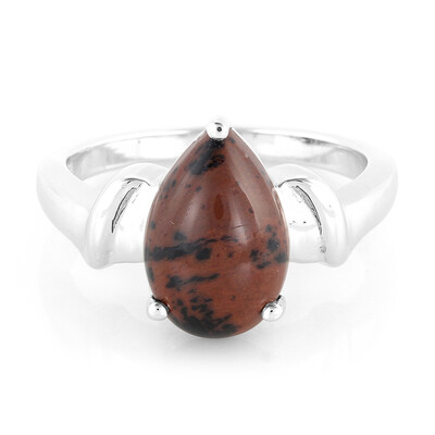 Bague en argent et Obsidienne acajou