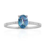 Bague en argent et Topaze mystique bleu pigeon