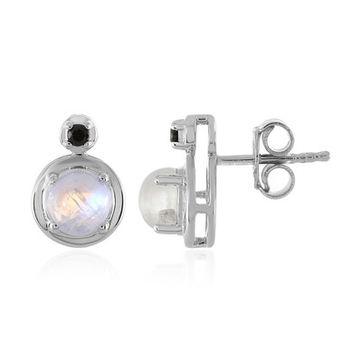 Boucles d'oreilles en argent et Pierre de Lune arc-en-ciel