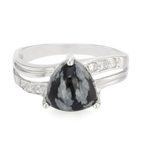 Bague en argent et Obsidienne Flocon-de-Neige