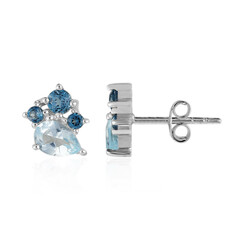 Boucles d'oreilles en argent et Topaze bleu ciel