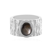 Bague en argent et Saphir étoilé noir
