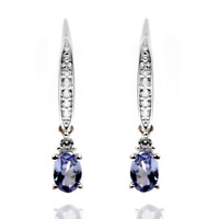 Boucles d'oreilles en argent et Tanzanite non chauffée