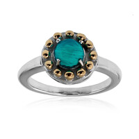 Bague en argent et Opale bleue d'Éthiopie (Granulieren)