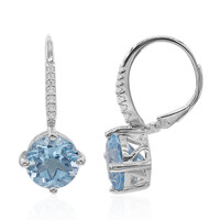 Boucles d'oreilles en argent et Topaze bleu ciel
