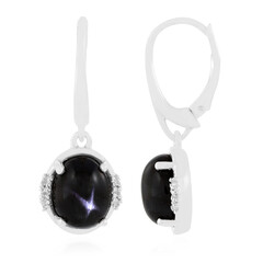 Boucles d'oreilles en argent et Diopside étoilé d'Inde