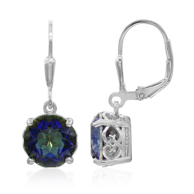 Boucles d'oreilles en argent et Quartz mystique bleu