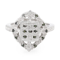 Bague en argent et Diamant vert émeraude