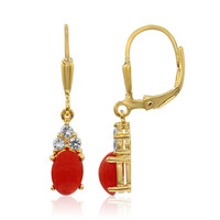Boucles d'oreilles en argent et Opale rouge d'Éthiopie
