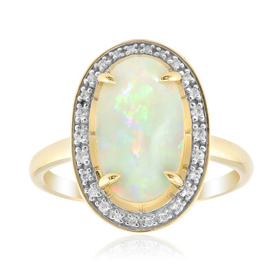 Bague en or et Opale blanche du Brésil