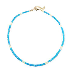 Collier en argent et Opale bleu néon