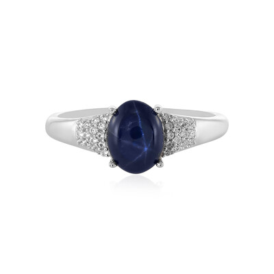 Bague en argent et Saphir étoilé bleu