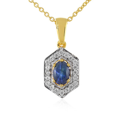 Collier en argent et Saphir étoilé bleu