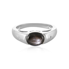Bague en argent et Saphir étoilé noir