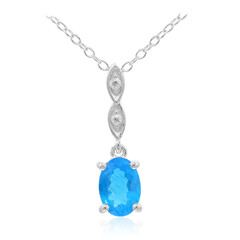 Collier en argent et Apatite bleu néon