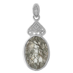 Pendentif en argent et Quartz rutile noir